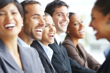 Obraz premium Business professionals smiling in meeting row