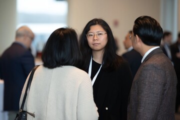 Obraz premium Professionals networking and talking at event