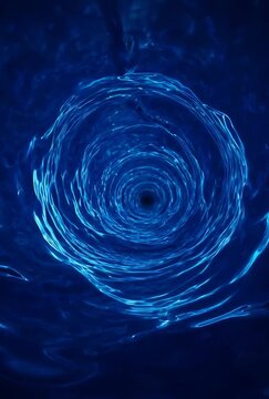 Abstract Blue Swirling Vortex Tunnel With Glowing Particles And Rippling Water Texture Effect