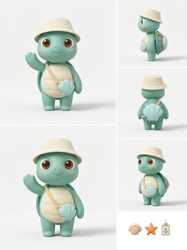 Squirtle with Bucket Hat and Shell Bag