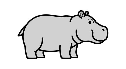 Fototapeta premium Smiling Cartoon Hippopotamus Side View Portrait.
