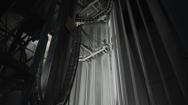 Thermal Curing Highlights Profiles. Suspended Aluminum Profiles Undergo Heated Curing With Visible Effects