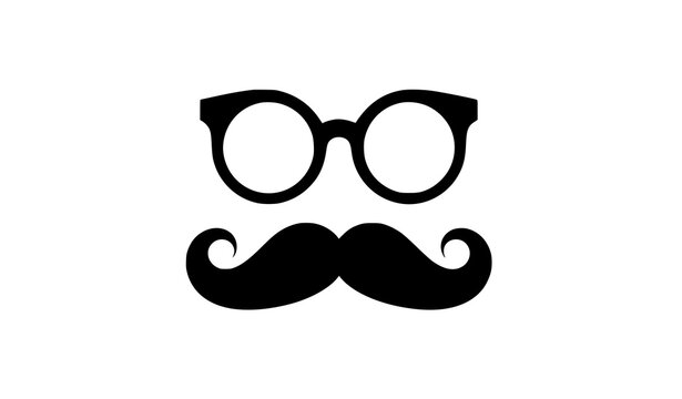 Seamless vector pattern illustration with hipster glasses mustache bowtie repeating icons background