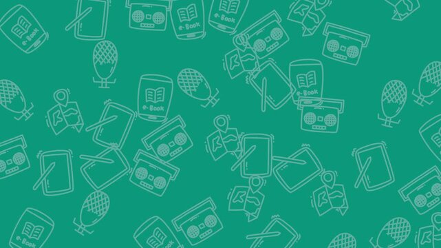 Seamless pattern of educationrelated line art icons. Suitable for school supplies packaging, classroom decor, and educational websites.