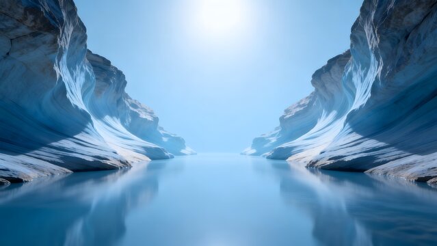 Ice canyon with reflective water