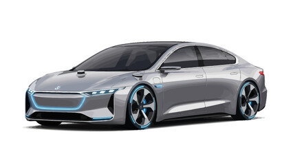 Obraz premium Electric Car Silver Vehicle.