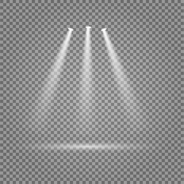 stage lights effect beam light spot light shining rays, Three Top Down Spotlight Beams for Product Placement and Podium Focus