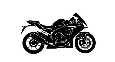 Fototapeta premium Black Motorcycle Side View Illustration.