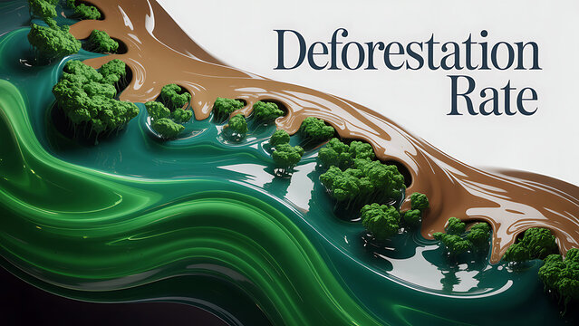 Aerial view of a serene landscape with a winding river and trees on the deforested bank