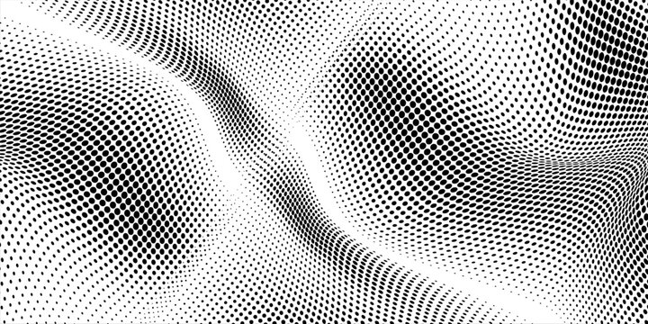 Monochrome halftone background with a gradient of dots creating a modern and minimalist design element EPS vector