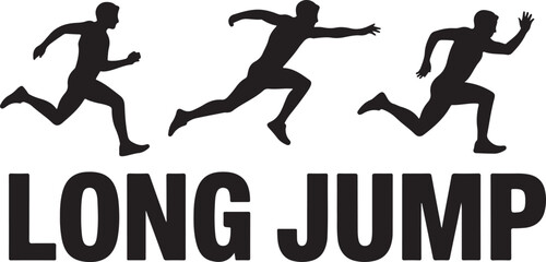 Obraz premium Three silhouettes long jump athletes in action