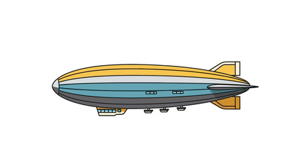 Vintage Yellow and Blue Blimp Airship. © Azrha