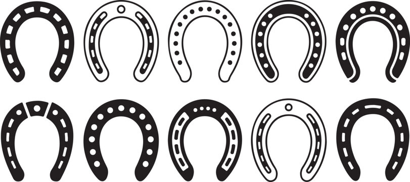 Assorted horse shoe shapes and designs collection