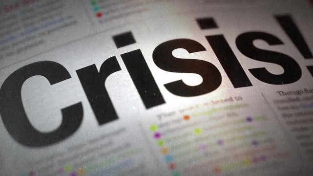 Urgent News Chaos. Scratched Magazine Masthead Portrays Panic Atmosphere With Grainy Film Overlay