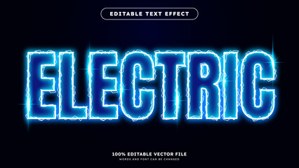 Blue Electric wave editable text effect with blue lightning © Kaleido