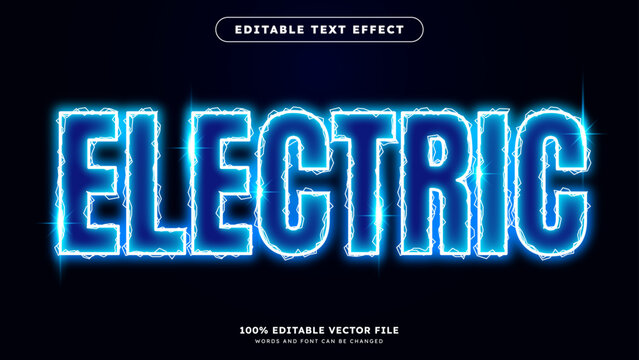 Blue Electric wave editable text effect with blue lightning