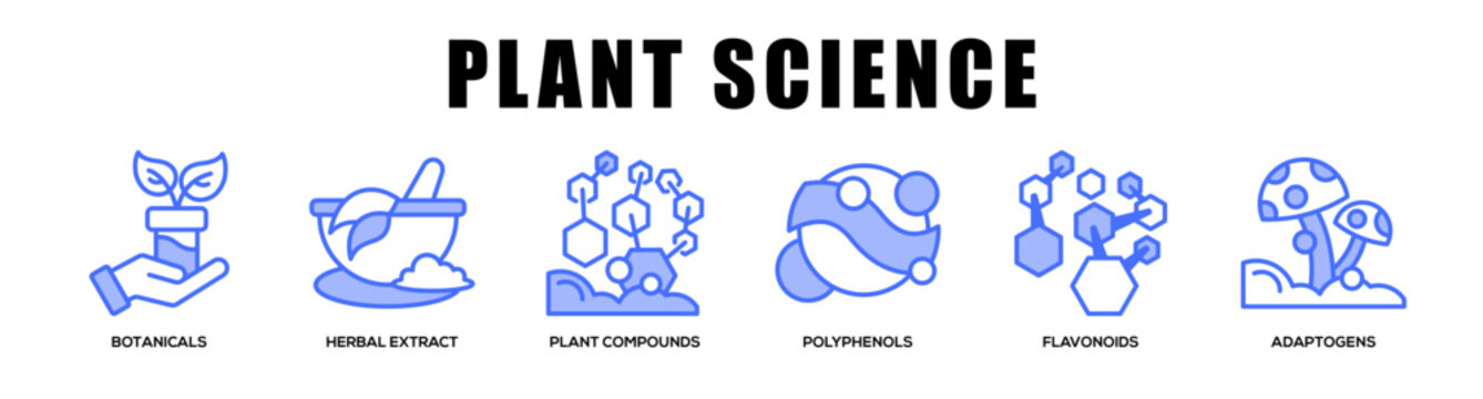 blue - Plant Science web banner icon vector illustration concept