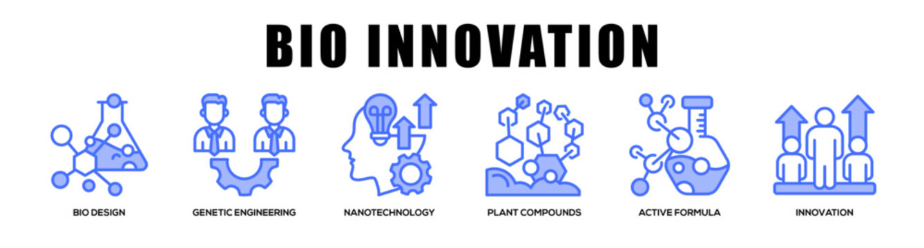 blue - Bio Innovation web banner icon vector illustration concept