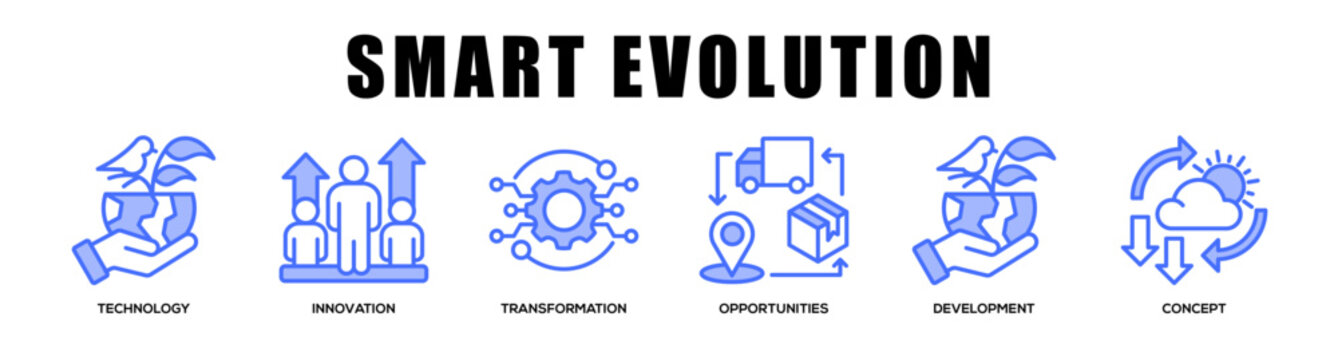 blue - Smart Evolution web banner icon vector illustration concept