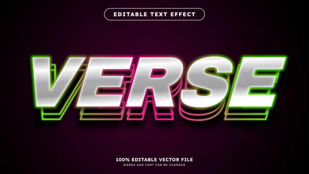 Glowing neon text effect Verse Text glows in the dark