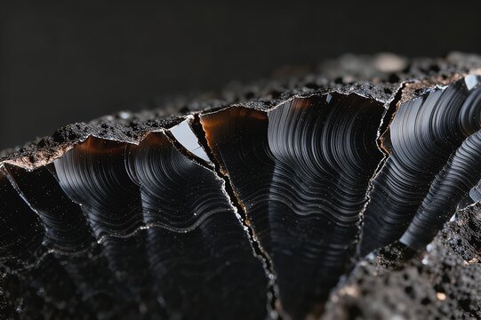 Extreme Macro Volcanic Obsidian Fracture Edge Atomic Sharp Geological Science