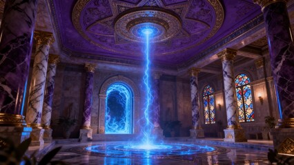 Obraz premium Ornate room with glowing portal