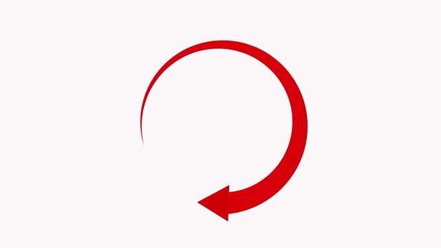 Animated rotating circular arrow for loading process update and refresh cycle motion graphics on solid background,with 4k video animation.