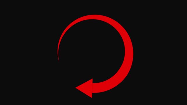 Animated rotating circular arrow for loading process update and refresh cycle motion graphics on solid background,with 4k video animation.