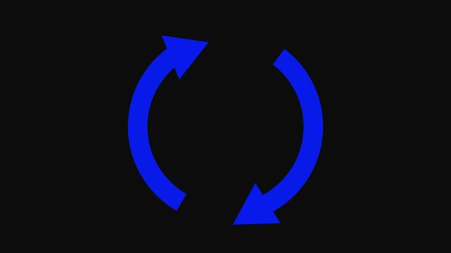 Animated rotating circular arrow for loading process update and refresh cycle motion graphics on solid background,with 4k video animation.