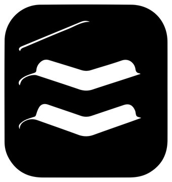 Solid black filled icon of foundation stone cornerstones abstract white design elements on a black background with rounded corners
