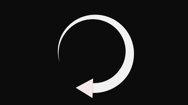 Animated rotating circular arrow for loading process update and refresh cycle motion graphics on solid background,with 4k video animation.