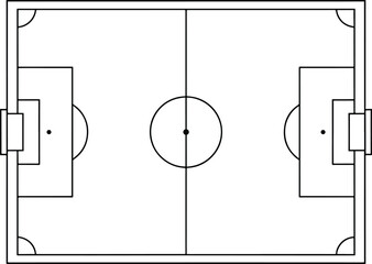 Minimalist Top-Down Soccer Pitch Layout and Field Markings, Modern Football Strategy, Technical Tactics, and Pitch Dimensions Vector Graphic, vector, illustration. © naeem