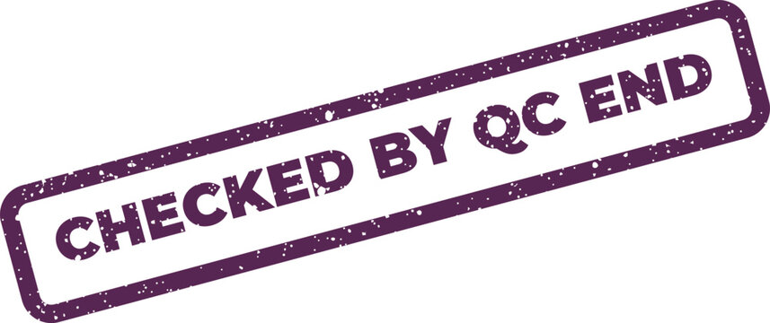 Rectangular grunge stamp impression indicating quality control completion, suitable for document marking and project finalization