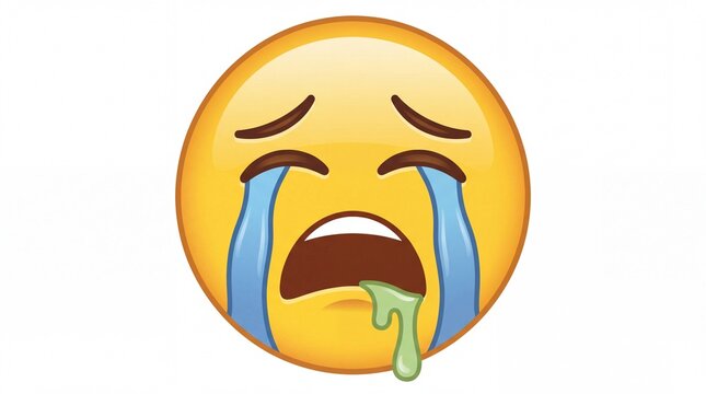Pixel art crying emoji face with drool