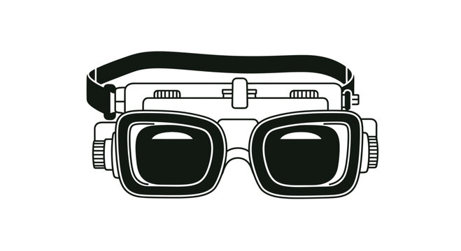 Black and white diving goggles illustration.