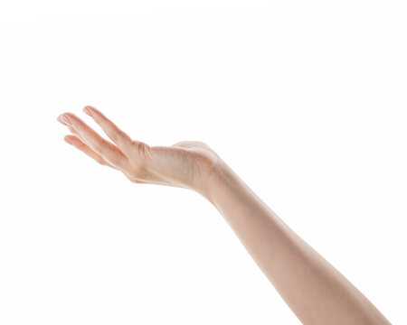 Female hand hold something isolated on white
