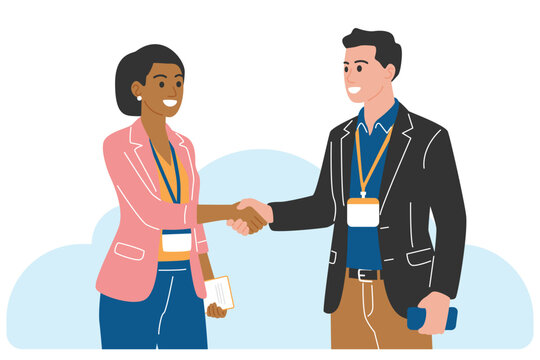 Diversity in Business Handshake, Man and Woman Shaking Hands in Modern Office Setting