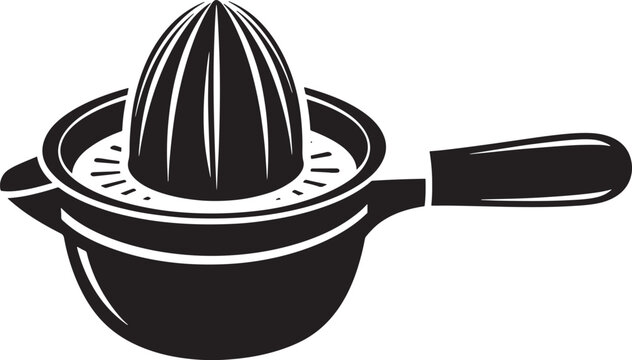 Black and white illustration of manual juicer for oranges lemons limes