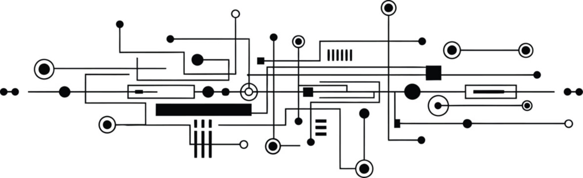Vector illustration of electrical circuit diagram with components and wiring layout