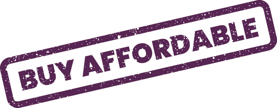 Textured rectangular stamp featuring the words BUY AFFORDABLE, indicating cost effective product offerings