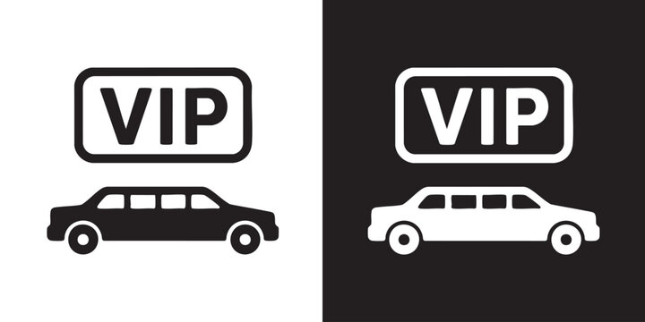 VIP Limousine Silhouette &ndash; Bold Badge and Luxury Vehicle Icon in Black and White