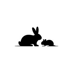 Fototapeta premium Rabbit and mouse silhouette