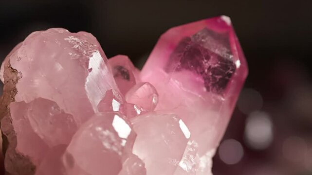 Pink Crystal Shining in Dark Background