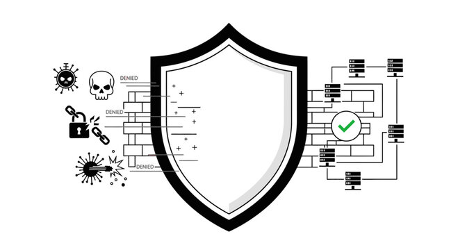 Cybersecurity Firewall Shield Protecting Server Network Infrastructure