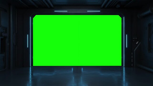 Set of Beautiful Closing and Opening Gates, Alpha Matte. Abstract Isolated Metal Gates 3d Animation on Green Screen. Technology Concept. 4k Ultra HD