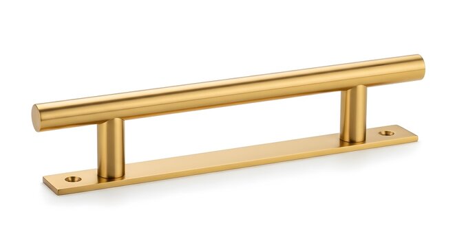 Modern golden metal door handle for cabinet or drawer with a sleek and minimalist design