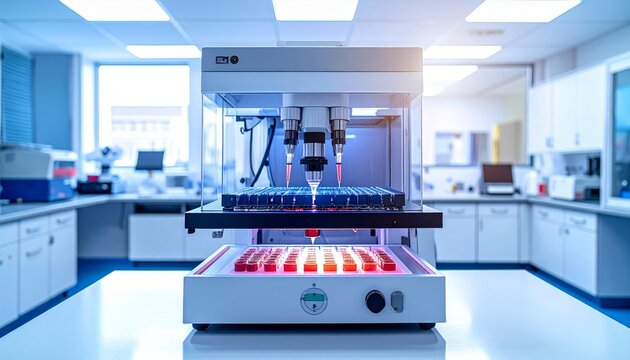 Automated Flow Cytometer Analyzing Cells with Lasers and Optics