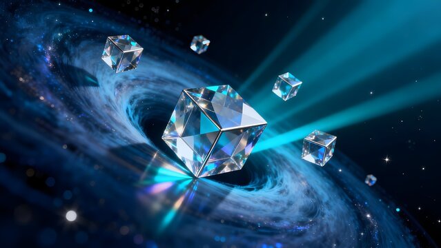 Crystal cubes in space swirl