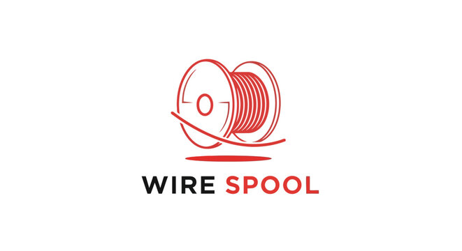 Red Wire Spool Illustration Depicting Electrical Power and Connectivity.