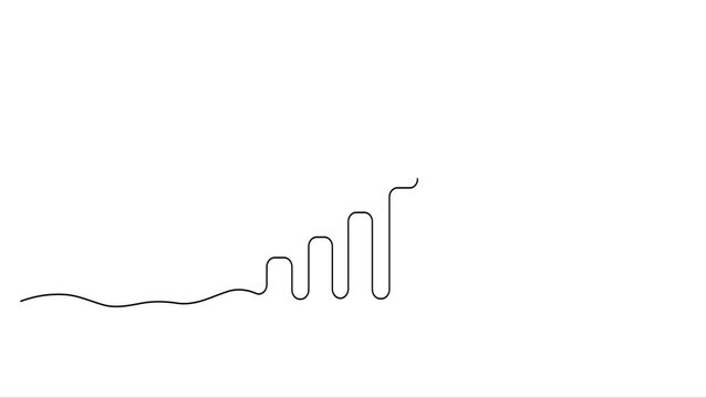Animated self drawing Continuous one line drawing of Minimalist line graph animation, simple waveform motion graphics, business data visualization, abstract dynamic pattern